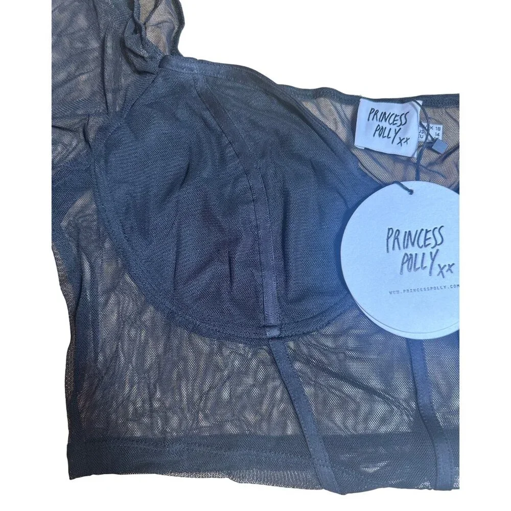 Princess Polly Maranta Long Sleeve Top Black Curve Size 14 - Picture 8 of 8